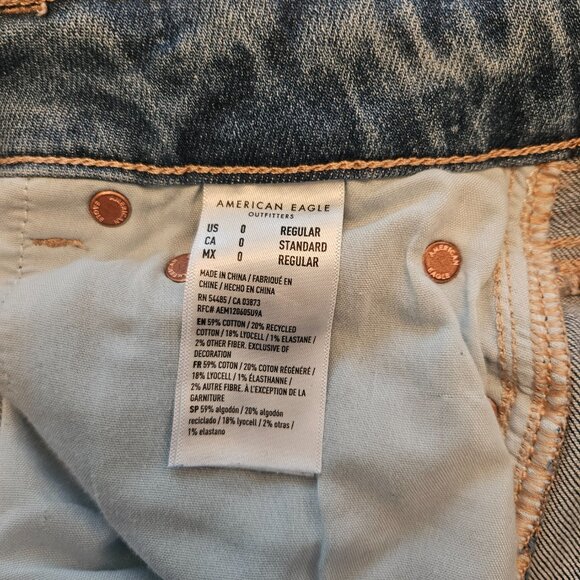 AE Dreamy Drape Stretch Super High-Waisted Baggy Wide-Leg Jean Med Wash Size 0 - Picture 13 of 14